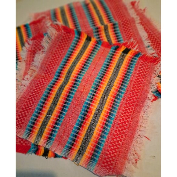 Vintage Handwoven Mexican Serape Table Napkins Set of 5 Boho - Picture 4 of 7